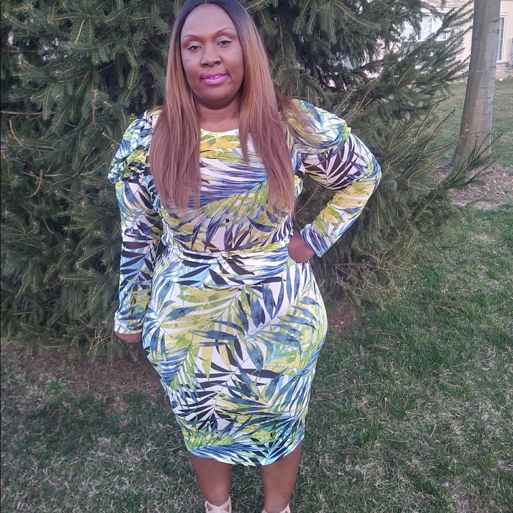 Long Sleeve Floral Printed Body Suit & Skirt